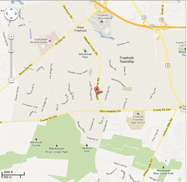 Site of Freehold school bus crash Site of Freehold school bus crash