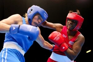 OlympClaressa Shields (R) punches with Nadezda Torlopova (L) of Russia during the Women's Middle (75kg) Boxing punches with Nadezda Torlopova (L) of Russia during the Women's Middle (75kg) Boxing