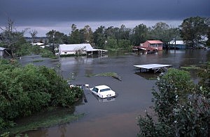 Property remains partially submerged by Hurricane Isaac's flood waters on August 30, 2012 in Manchac, Louisiana Property remains partially submerged by Hurricane Isaac's flood waters on August 30, 2012 in Manchac, Louisiana