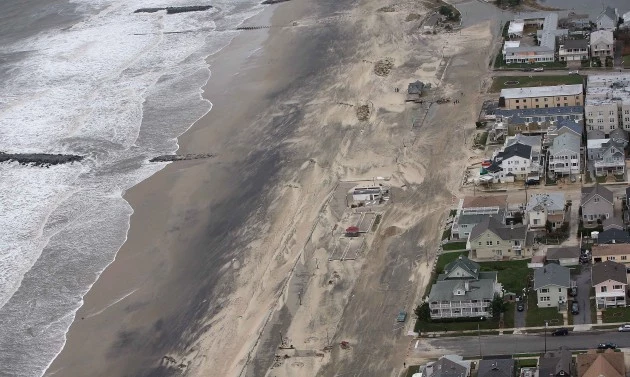 Aerial view of damage to the Jersey Shore from Sandy Aerial view of damage to the Jersey Shore from Sandy