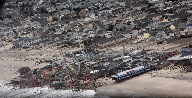 Aerial view of damage in Seaside Heights following Sandy Aerial view of damage in Seaside Heights following Sandy