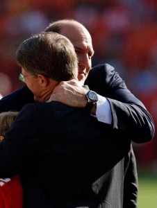 General Manager Scott Pioli of the Kansas City Chiefs hugs owner Clark Hunt General Manager Scott Pioli of the Kansas City Chiefs hugs owner Clark Hunt