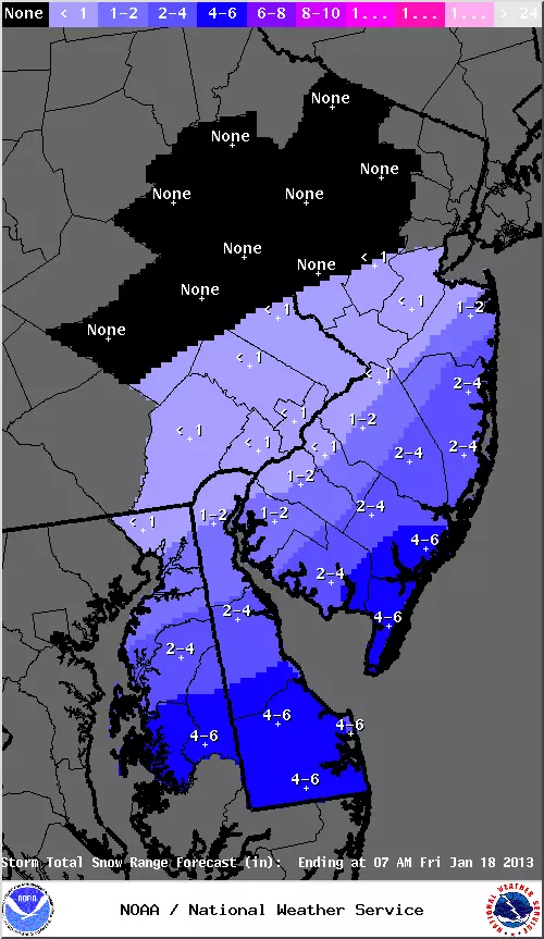 Expected snow accumulation from Thursday's storm Expected snow accumulation from Thursday's storm