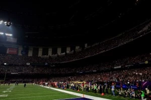 Inside the Super Dome during Super Bowl blackout. Inside the Super Dome during Super Bowl blackout.