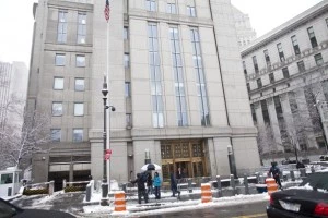 People stand outside the Daniel Patrick Moynihan United States Court House where Sulaiman Abu Ghaith was arraigned People stand outside the Daniel Patrick Moynihan United States Court House where Sulaiman Abu Ghaith was arraigned