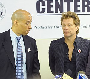 Newark Maryor Cory Booker (L) with Jon Bon Jovi in 2011 Newark Maryor Cory Booker (L) with Jon Bon Jovi in 2011