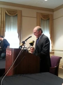Dr. Robert Barchi at press conference about resignation of Tim Pernetti Dr. Robert Barchi at press conference about resignation of Tim Pernetti