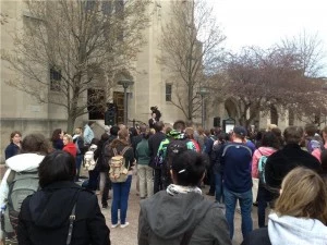 Students gather on campus of Boston University for announcement about third victim Students gather on campus of Boston University for announcement about third victim