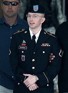 U.S. Army Private First Class Bradley Manning is escorted by military police U.S. Army Private First Class Bradley Manning is escorted by military police