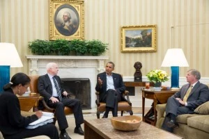 President Barack Obama (2R) meets with Senators John McCain and Lindsey Graham (R), and National Security Advisor Susan E. Rice (L) to discuss Syria in the Oval Office of the White House President Barack Obama (2R) meets with Senators John McCain and Lindsey Graham (R), and National Security Advisor Susan E. Rice (L) to discuss Syria in the Oval Office of the White House