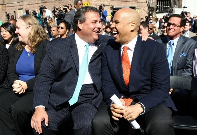 Governor Chris Christie and Mayor Cory Booker share a laugh Governor Chris Christie and Mayor Cory Booker share a laugh