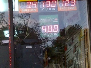 Toms River store displaying a the Powerball jackpot Toms River store displaying a the Powerball jackpot