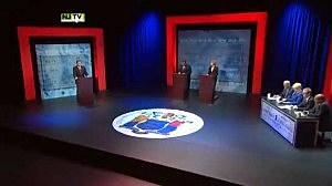 Stage at Montclair University for gubernatorial debate Stage at Montclair University for gubernatorial debate