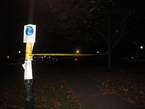 Police tape near Nassau Hall Police tape near Nassau Hall