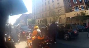 Motorcyclists beat on the SUV driven by Alexian Lien after chase Motorcyclists beat on the SUV driven by Alexian Lien after chase