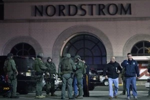 Law enforcement officials gather outside of Garden State Plaza Mall Law enforcement officials gather outside of Garden State Plaza Mall