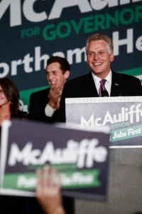 Virginia Governor-elect Terry McAuliffe (D) speaks to the crowd during an election night event Virginia Governor-elect Terry McAuliffe (D) speaks to the crowd during an election night event