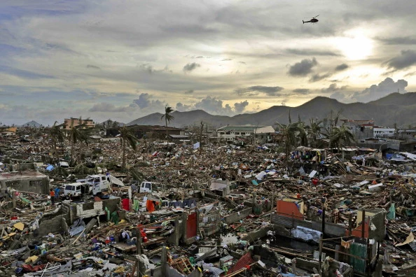 An entire neighbourhood is destroyed in the aftermath of Typhoon Haiyan in Tacloban, Leyte, Philippines An entire neighbourhood is destroyed in the aftermath of Typhoon Haiyan in Tacloban, Leyte, Philippines