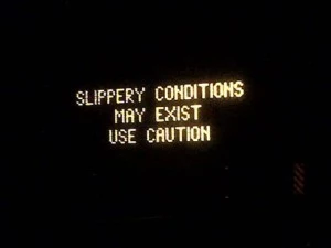 Electronic message board warns of slippery conditions on Interstate 195 Electronic message board warns of slippery conditions on Interstate 195