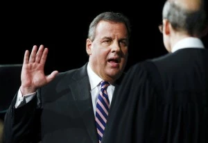 New Jersey Gov. Chris Christie (L) is sworn in by Chief Justice of the New Jersey Supreme Court Stuart Rabner for his second term New Jersey Gov. Chris Christie (L) is sworn in by Chief Justice of the New Jersey Supreme Court Stuart Rabner for his second term