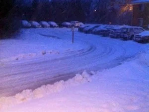 Snow covers a parking lot in Manasquan Snow covers a parking lot in Manasquan