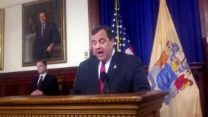 Gov. Christie at the podium during a press conference at the Statehouse on March 28 Gov. Christie at the podium during a press conference at the Statehouse on March 28