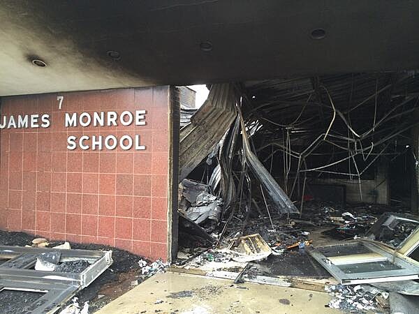Fire damage at the James Monroe School in Edison Fire damage at the James Monroe School in Edison