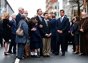 The family of Martin Richard including Bill Richard, along with Boston mayor Marty Walsh and other members of the victims families stand during a wreath-laying ceremony commemorating the one-year anniversary of the Boston Marathon bombings The family of Martin Richard including Bill Richard, along with Boston mayor Marty Walsh and other members of the victims families stand during a wreath-laying ceremony commemorating the one-year anniversary of the Boston Marathon bombings