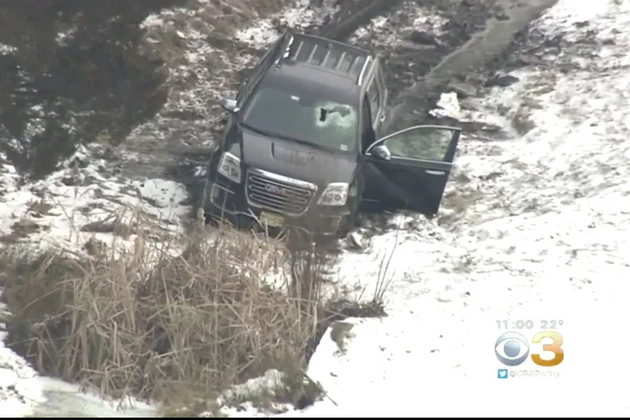 A SUV driven by Jack DeCarlo of Hamilton (Mercer) after a dumbell went throgh the windshield as he drove on the NJ Turnpike