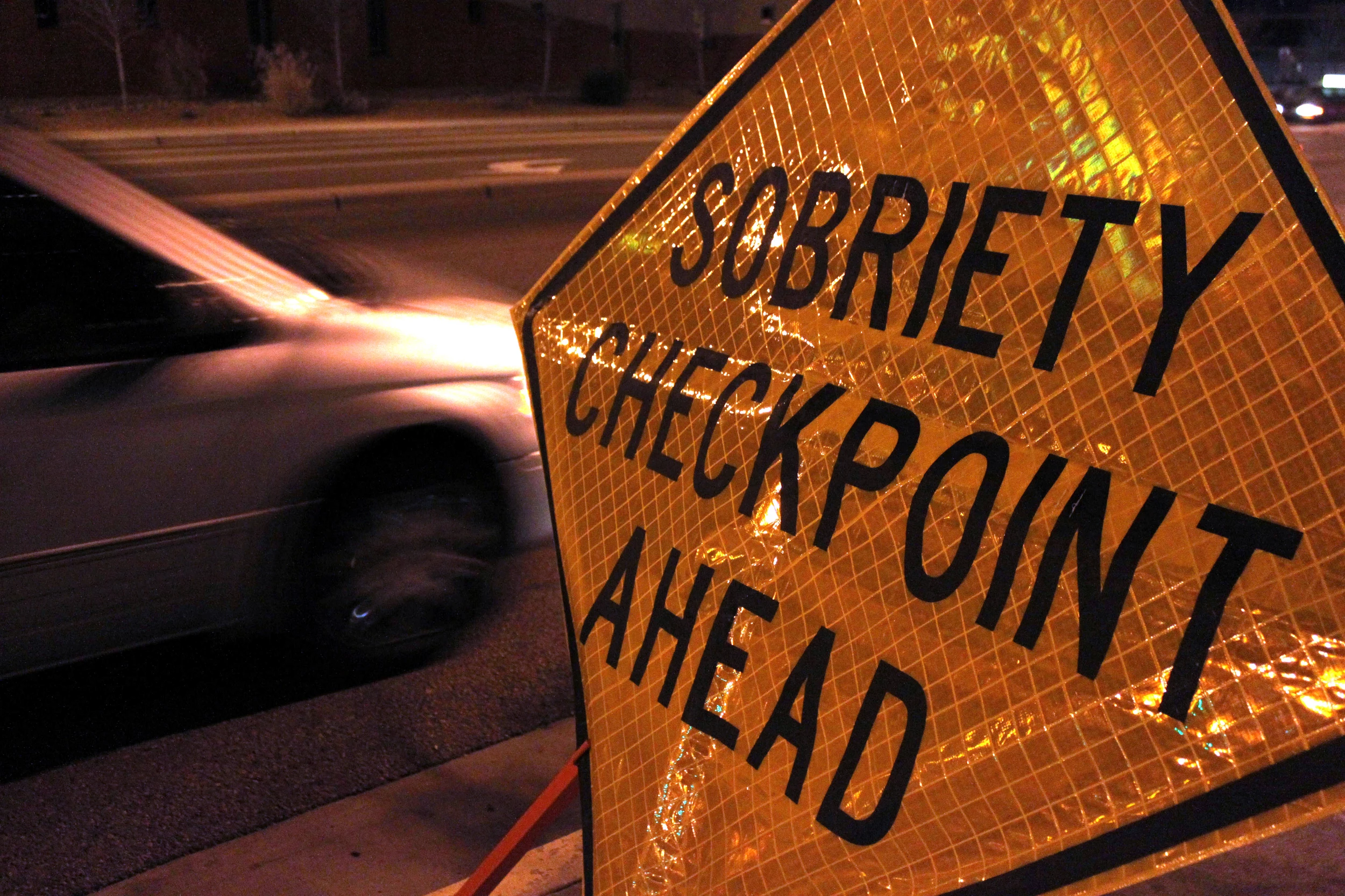 A sign for a sobriety checkpoint