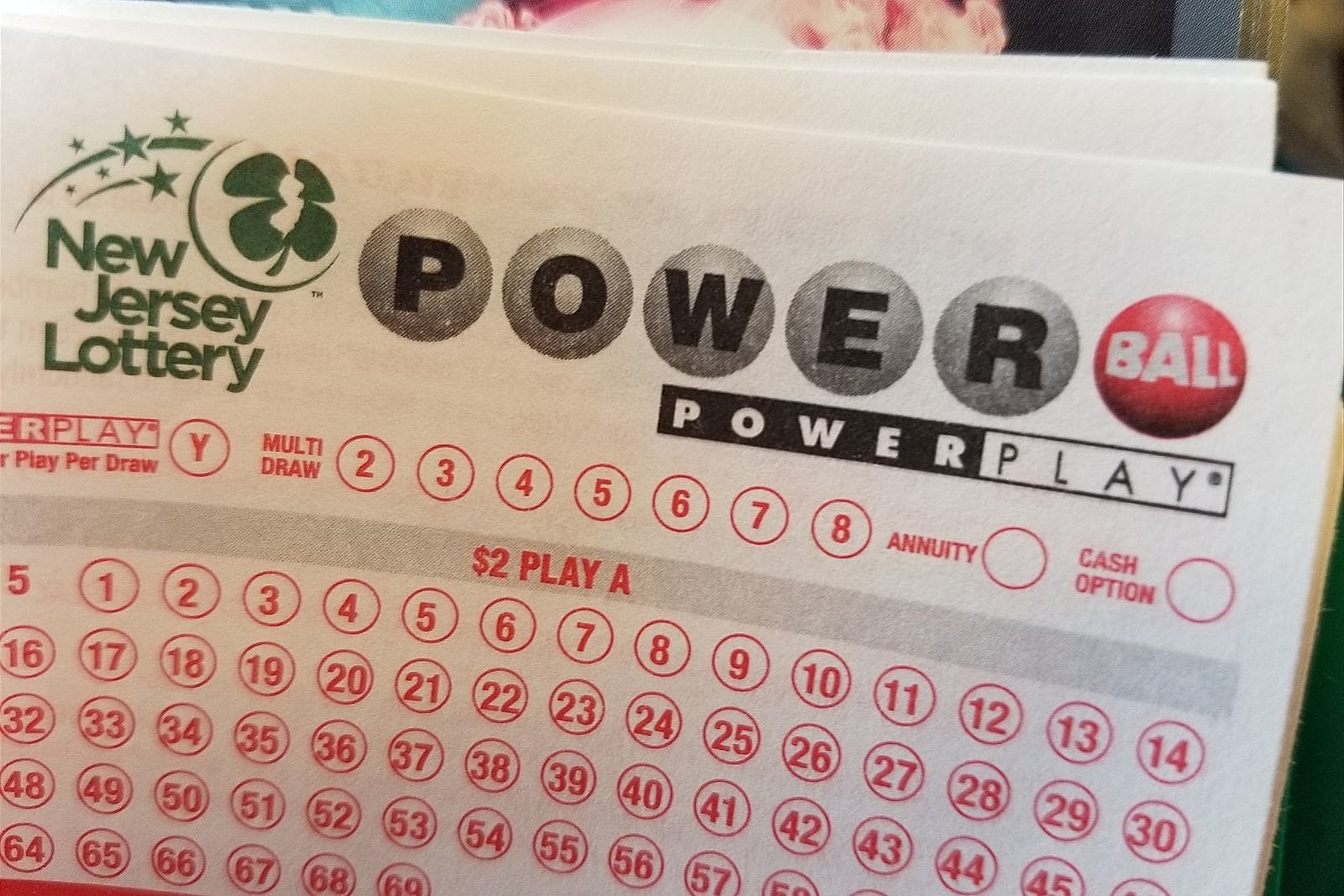 NJ Lottery Powerball card