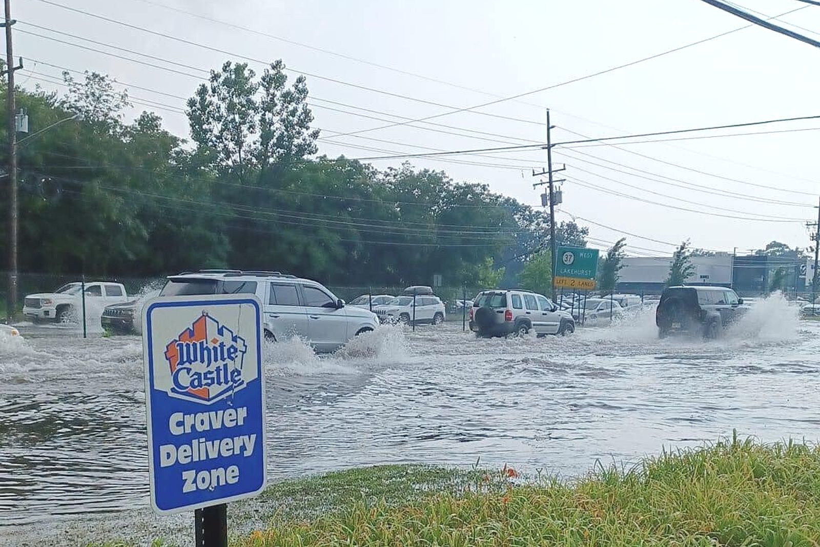 Flash flooding on Route 37 in Toms River