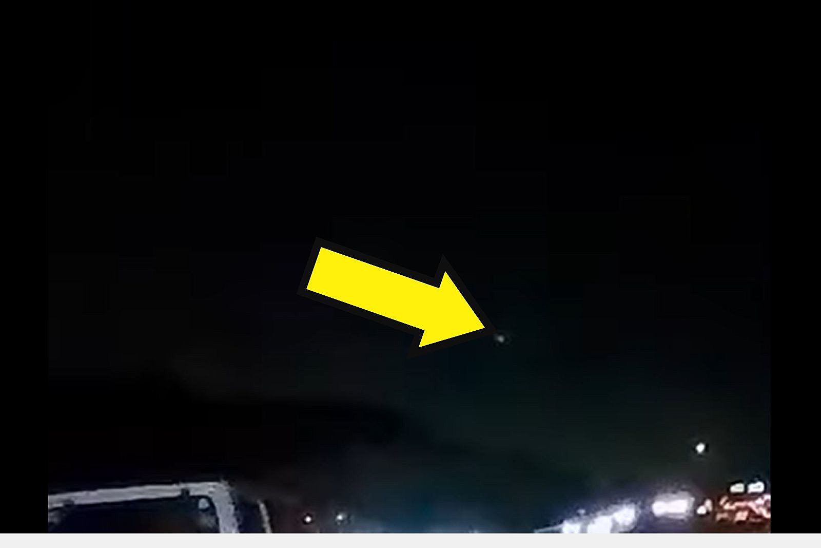 Arrow points to meteor sighting (American Meteor Society and Canva) 
