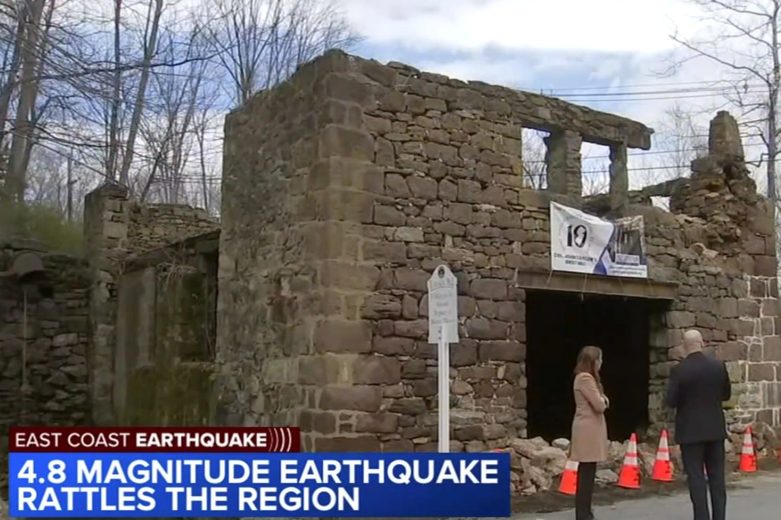 Earthquake damage to a historic mill in Readington. (6ABC Action News)