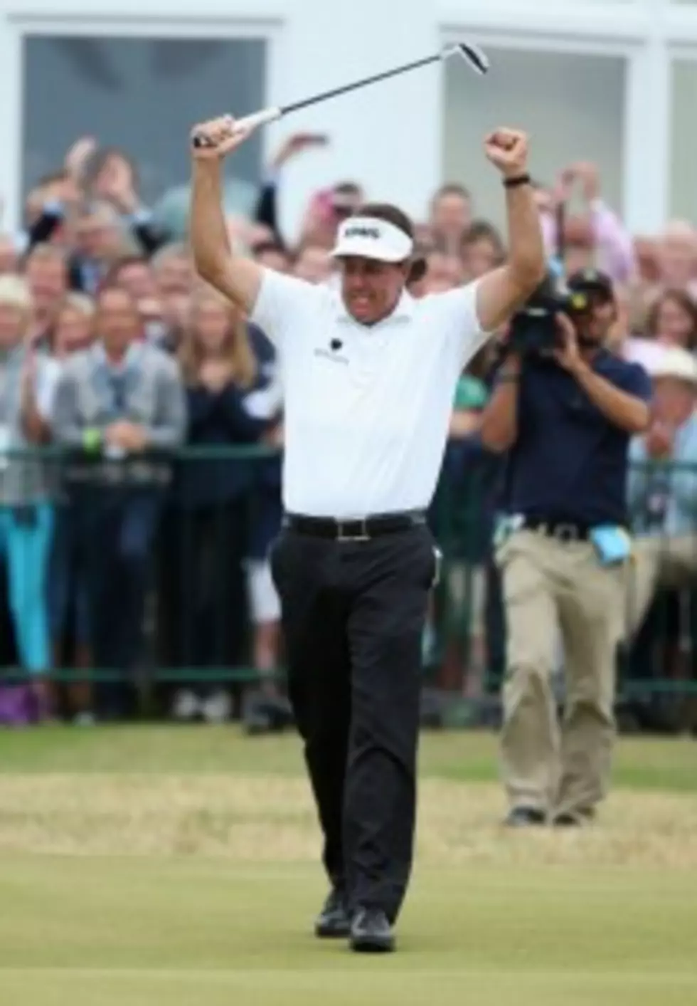 Phil Mickelson celebrates winning the British Open