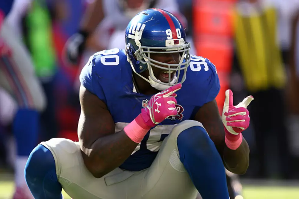 Defensive end Jason Pierre-Paul. (Photo by Elsa/Getty Images)