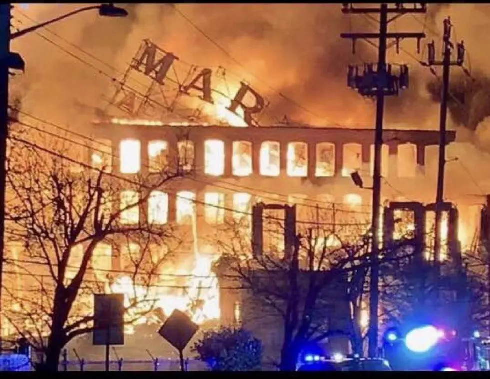 The collapse of the Marcal sign atop its factory in Elmwood Park